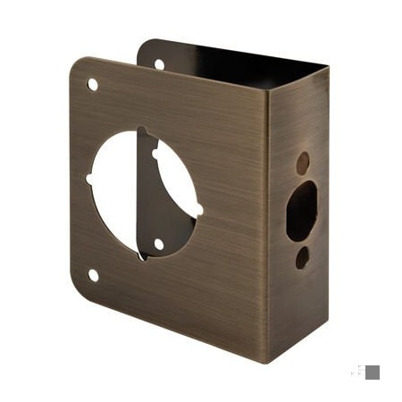 Prime-Line Brass Lock and Door Reinforcement Plate for 1-3/4 In. Thick Doors, Antique Brass Finish U 9575